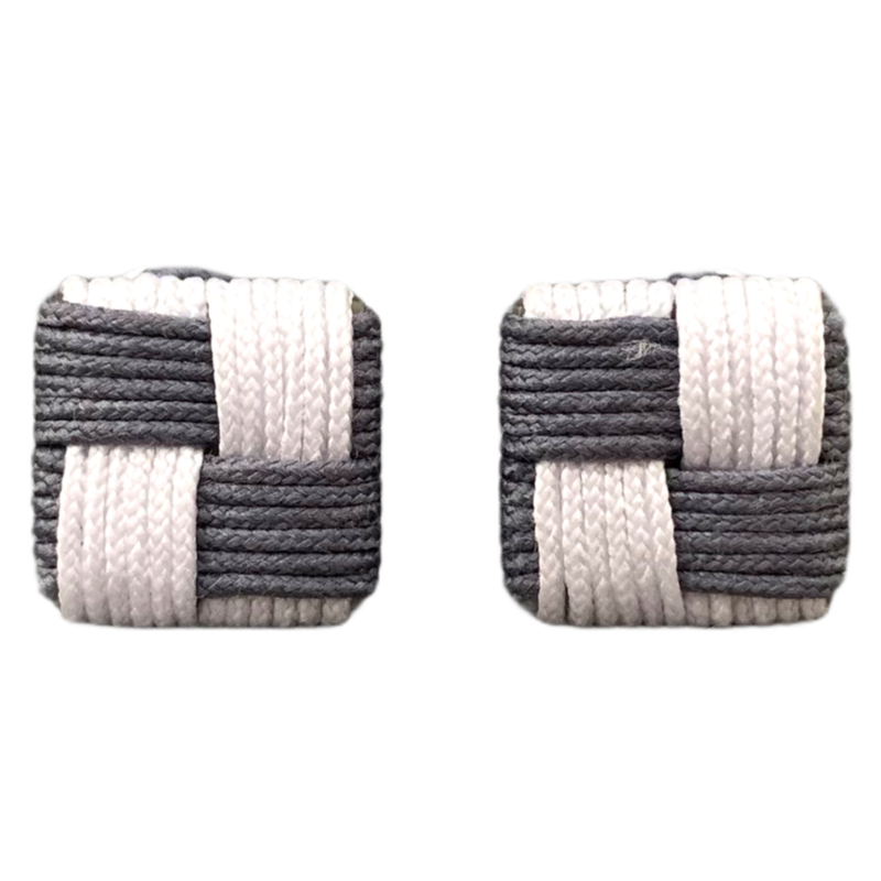 Šedo - bílé manžetové knoflíčky Ball Square