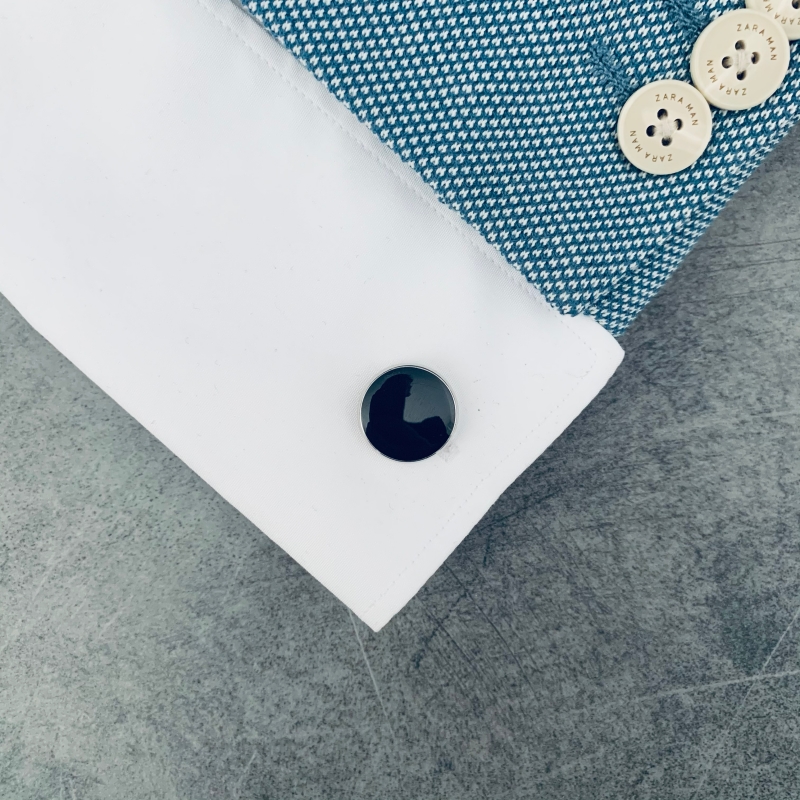 Set - manžetové knoflíčky a knoflíky do košile Black round  