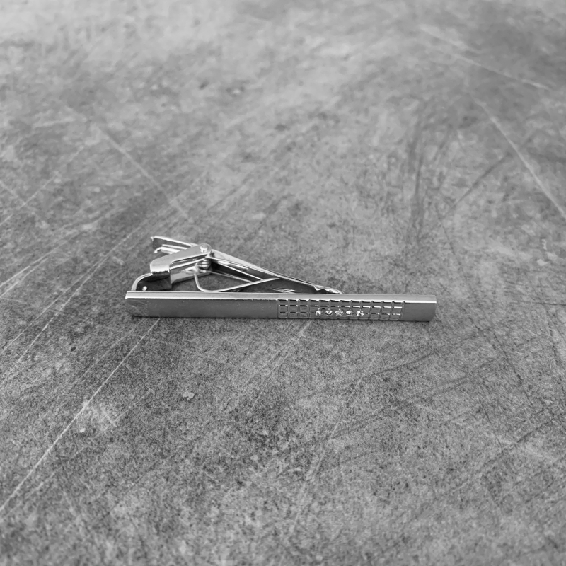 Stříbrná spona na kravatu 5 Plaid Crystal 