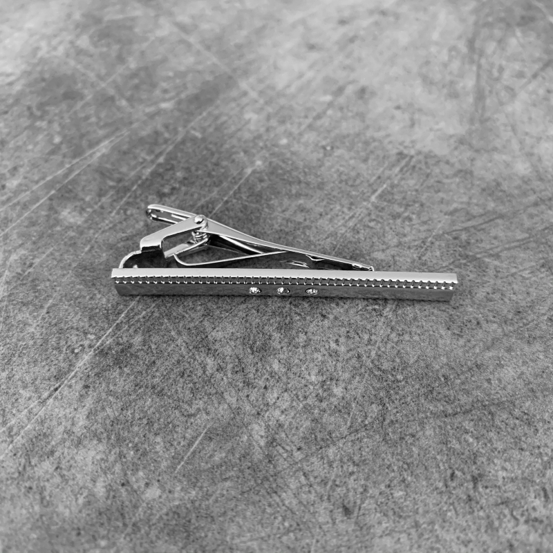 Stříbrná spona na kravatu 3 Midline Crystal 