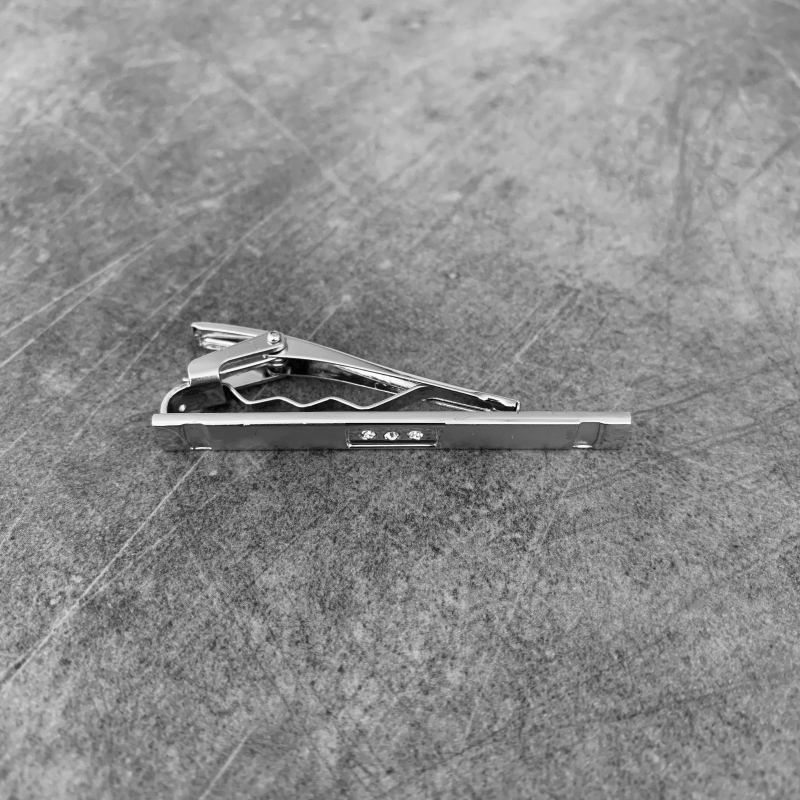 Stříbrná spona na kravatu 3 Mid Crystal 