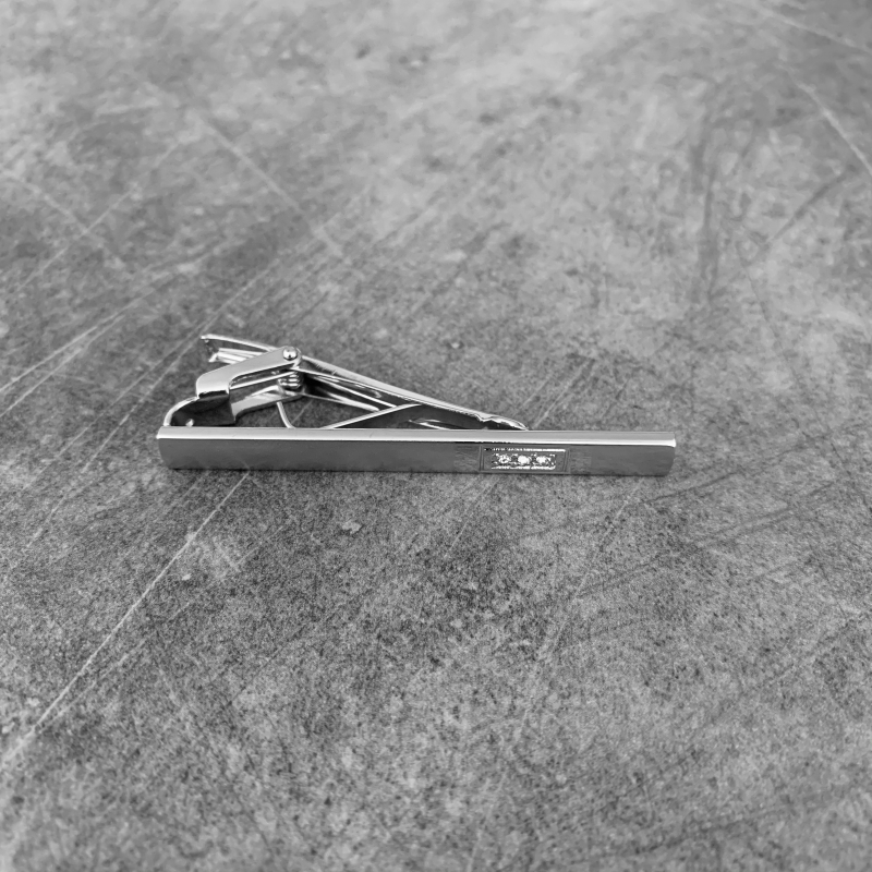 Stříbrná spona na kravatu 3 Glossy Crystal 