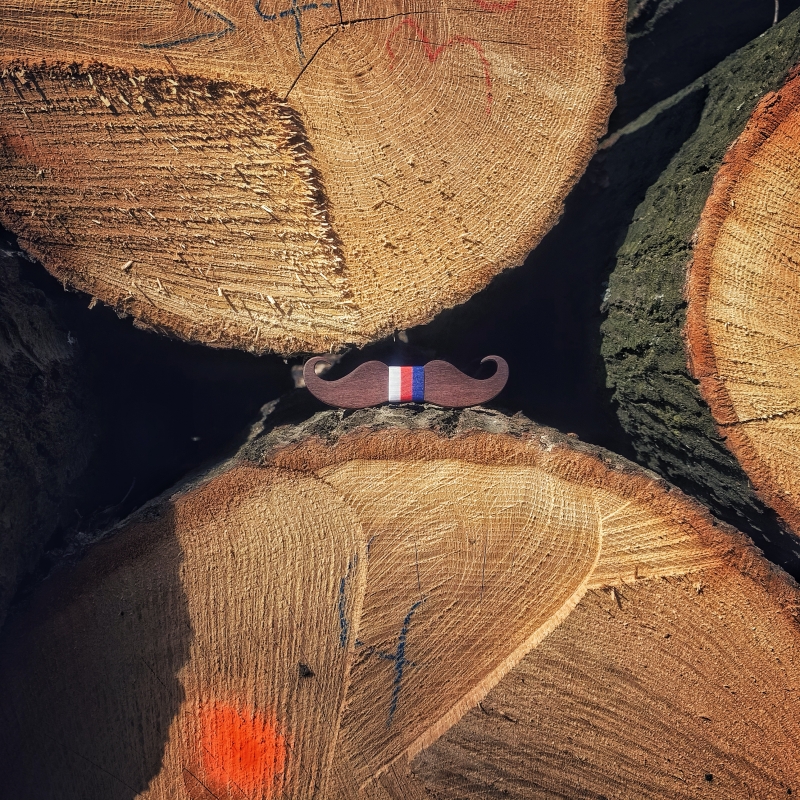 Dřevěný pánský motýlek Knír Česko 