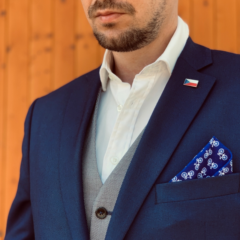 Modro - bílý kapesník do saka Silniční kolo 