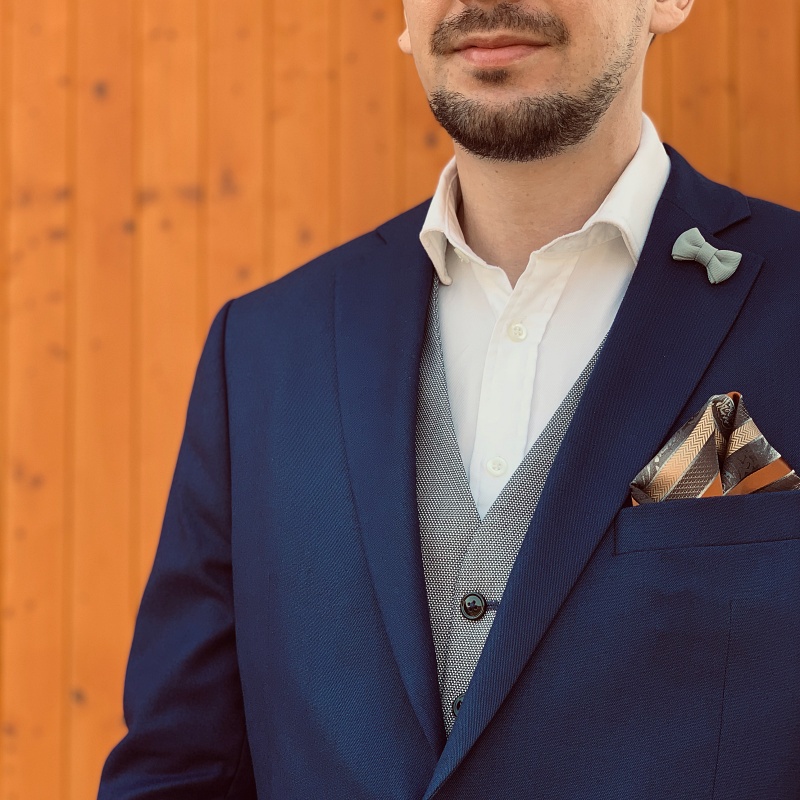 Hnědý kapesník do saka Stripe 