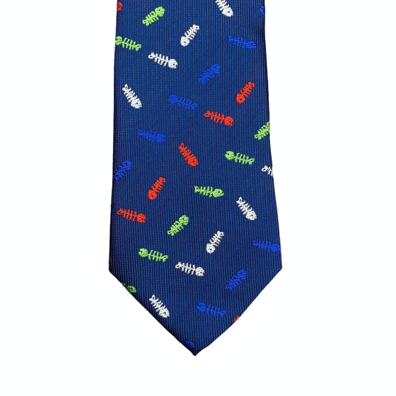 Modrá kravata Kostra rybičky 