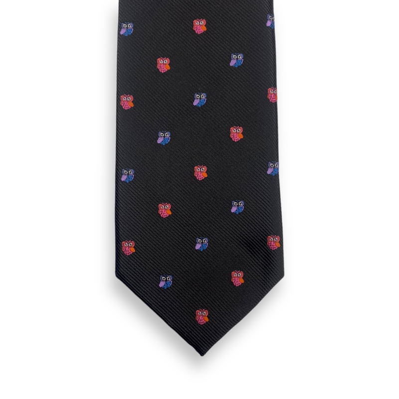 Černá kravata Sova 