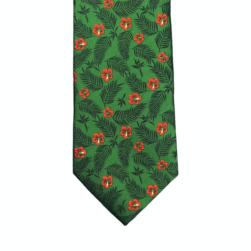 Zelená kravata Květiny 