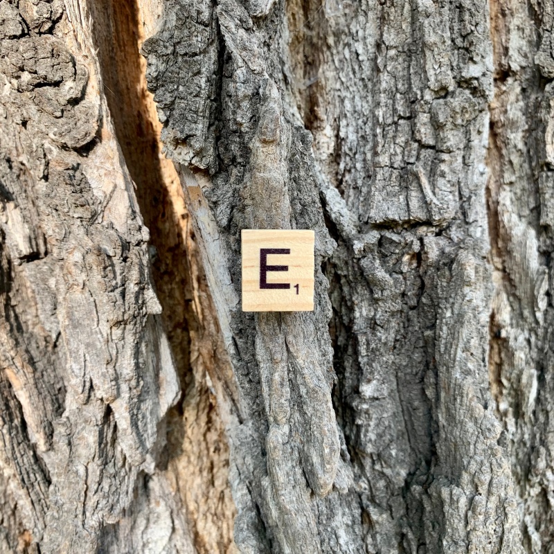 Brož Scrabble písmeno E