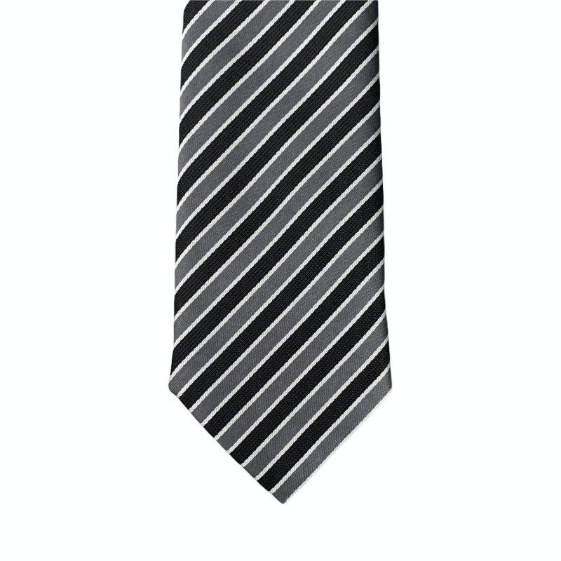 Šedo - černá kravata Pruhy 
