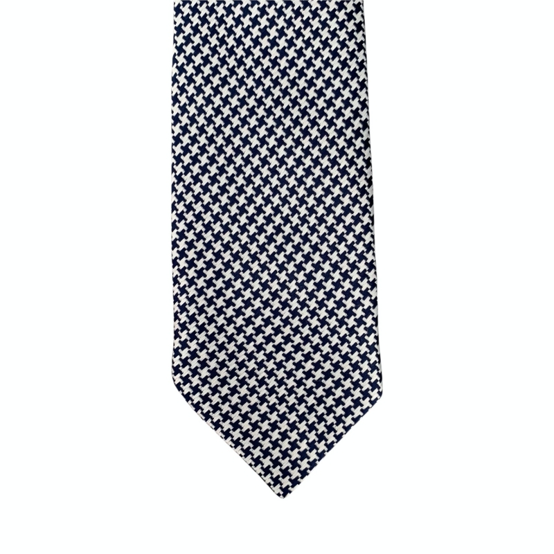 Modro - stříbrná kravata Houndstooth