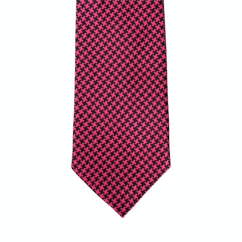 Růžovo - černá kravata Houndstooth