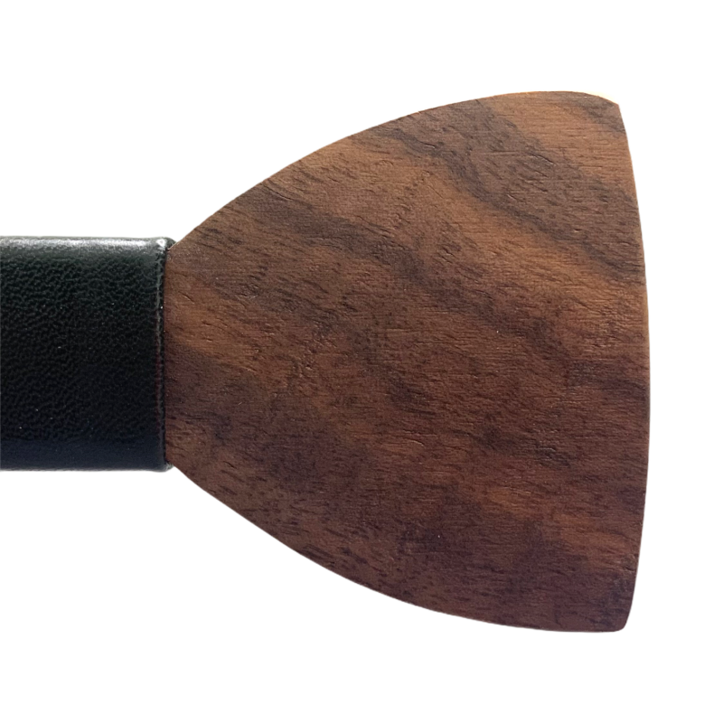 Dřevěný pánský set - motýlek Classic Leather + manžetové knoflíčky 