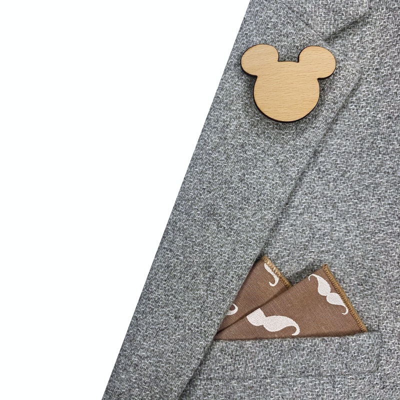 Dřevěná brož Mickey 