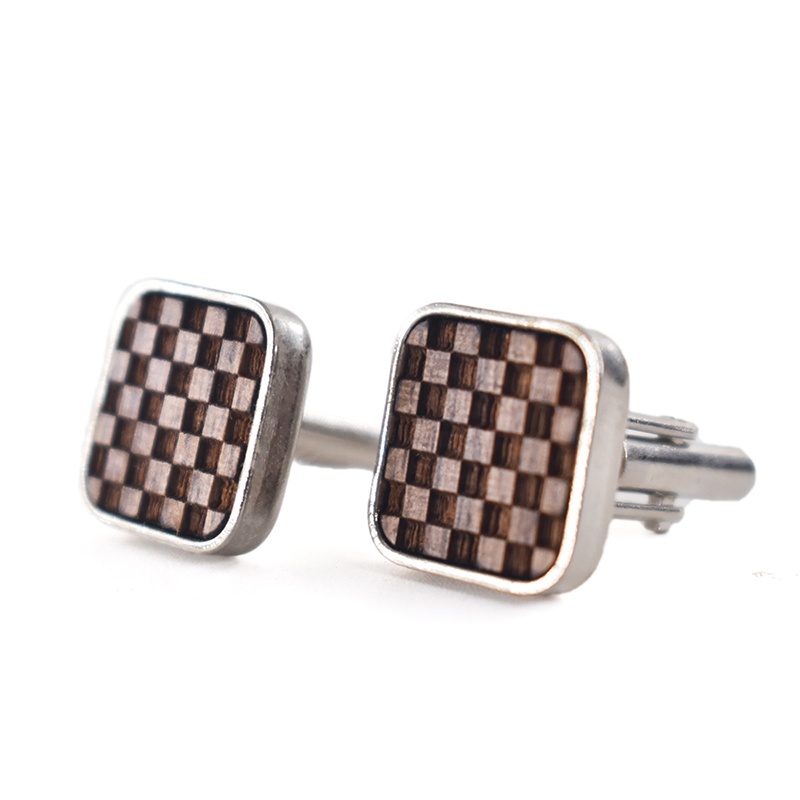 Manžetové knoflíčky Wood Šachovnice 