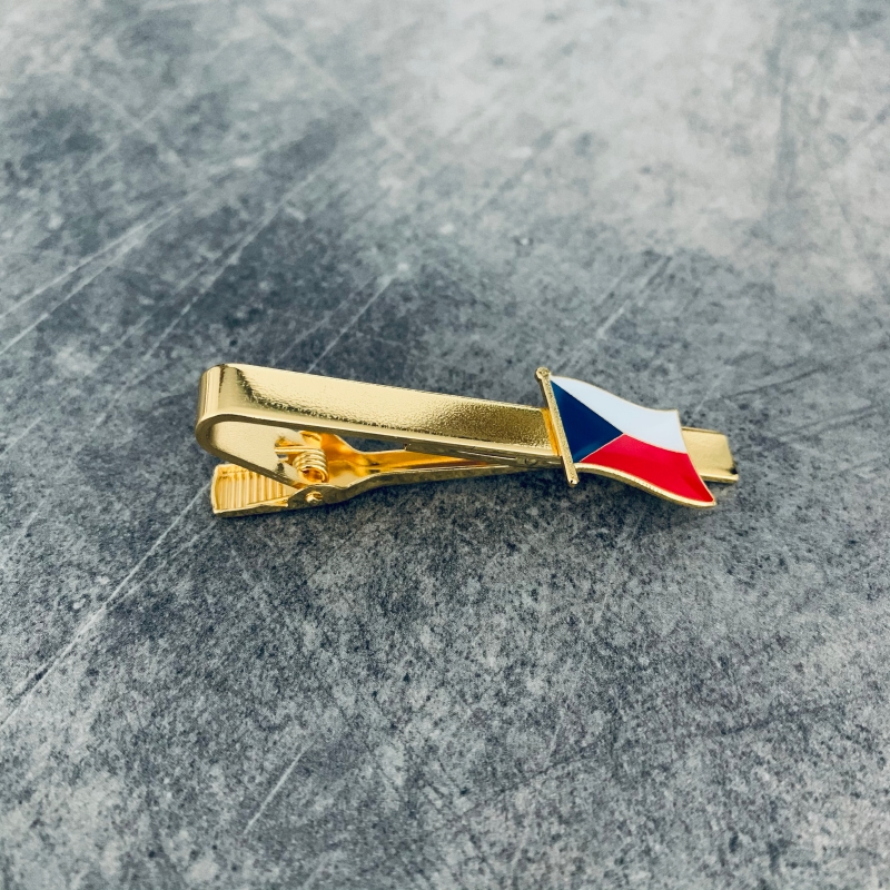 Zlatá spona na kravatu Česká republika vlajka 