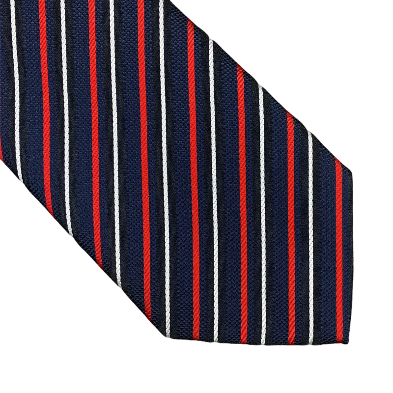 Modrá kravata Red stripes