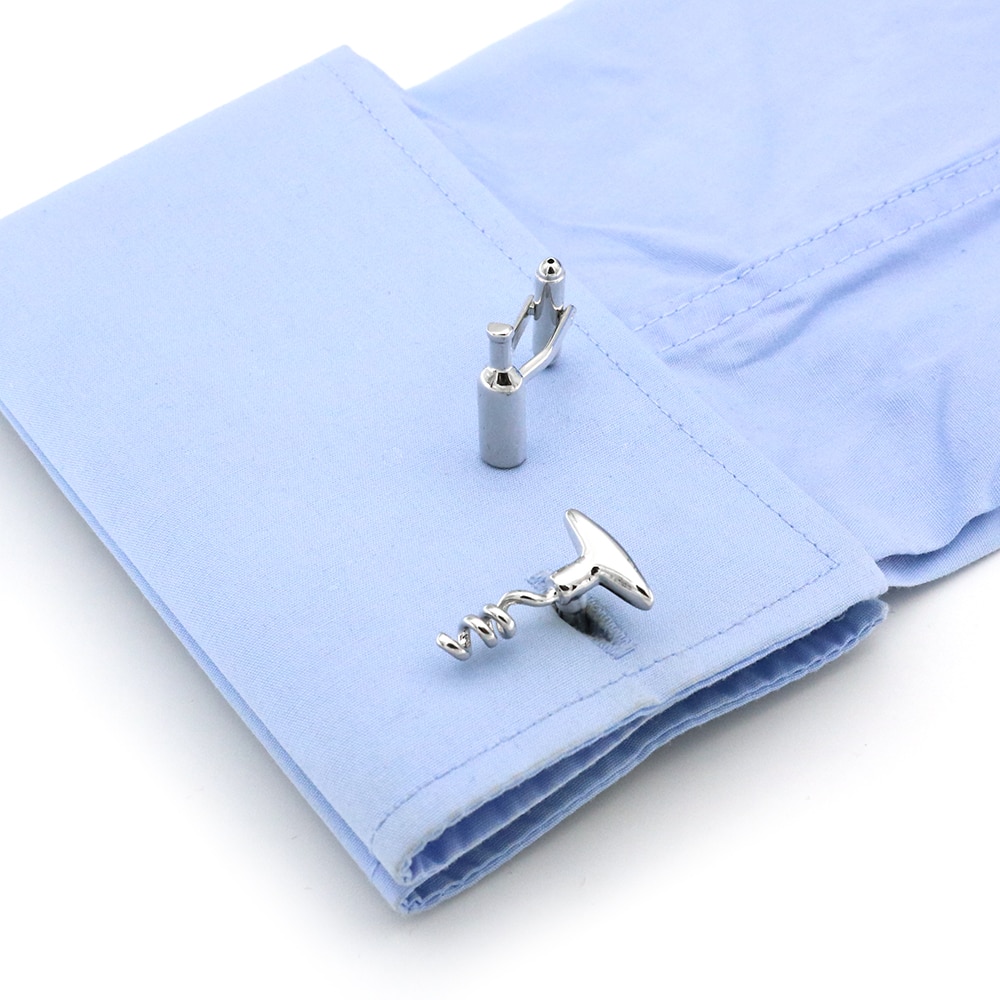 Manžetové knoflíčky Vývrtka a láhev vína 