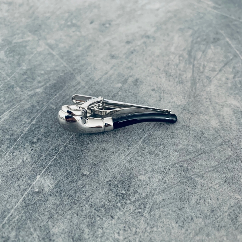 Stříbrná spona na kravatu Dýmka 