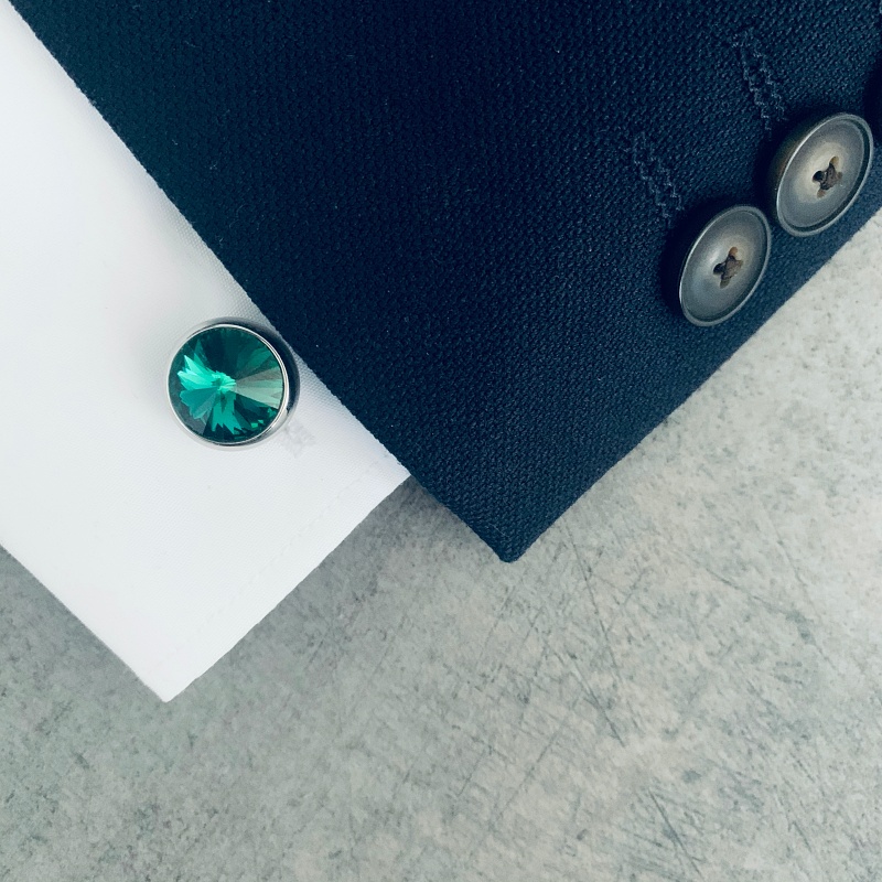 Manžetové knoflíčky zelený Crystal dot 