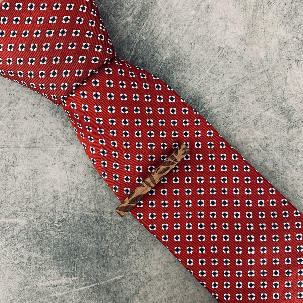 Dřevěný set - manžetové knoflíčky + spona na kravatu Leaf 