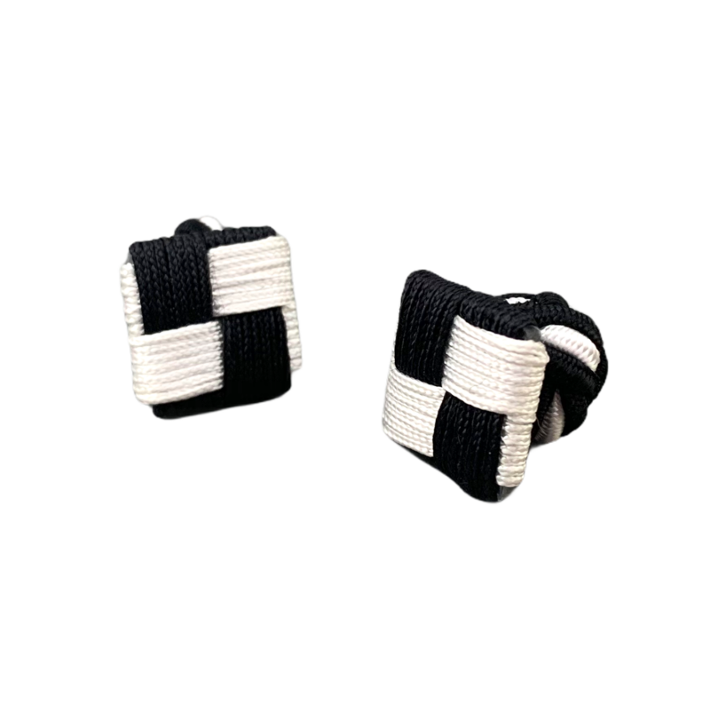 Černo - bílé manžetové knoflíčky Ball Square