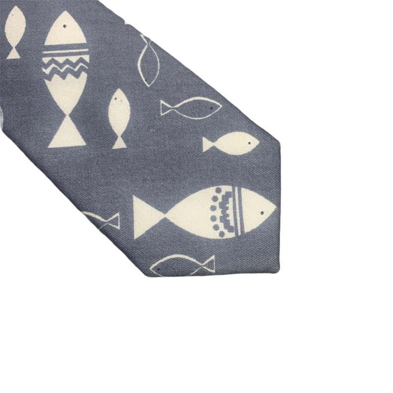 Šedá kravata Ryby 