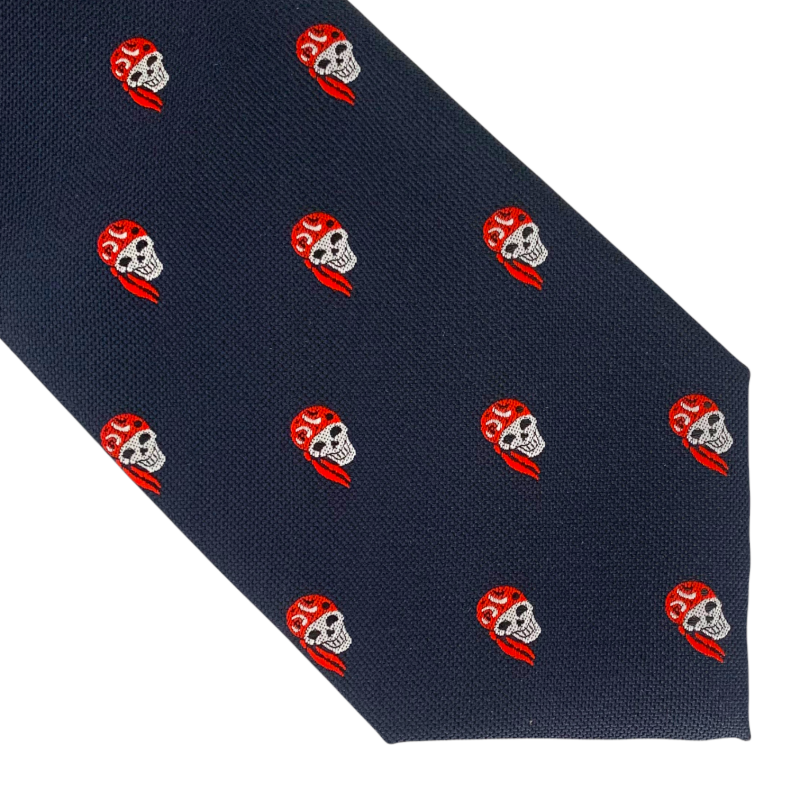 Modrá kravata Pirátská lebka 
