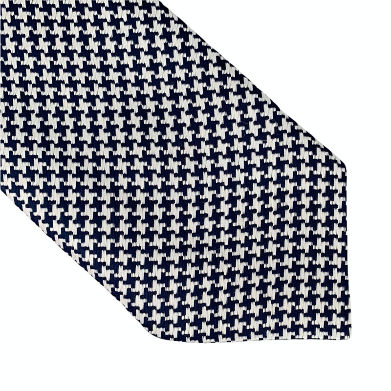 Modro - stříbrná kravata Houndstooth