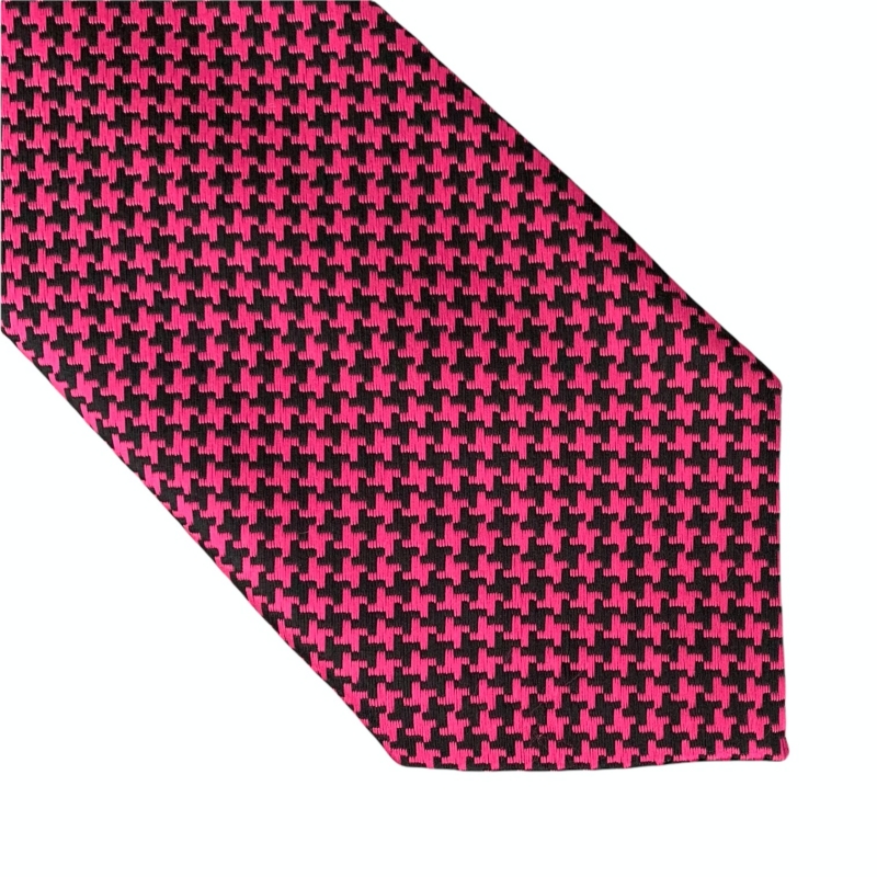 Růžovo - černá kravata Houndstooth