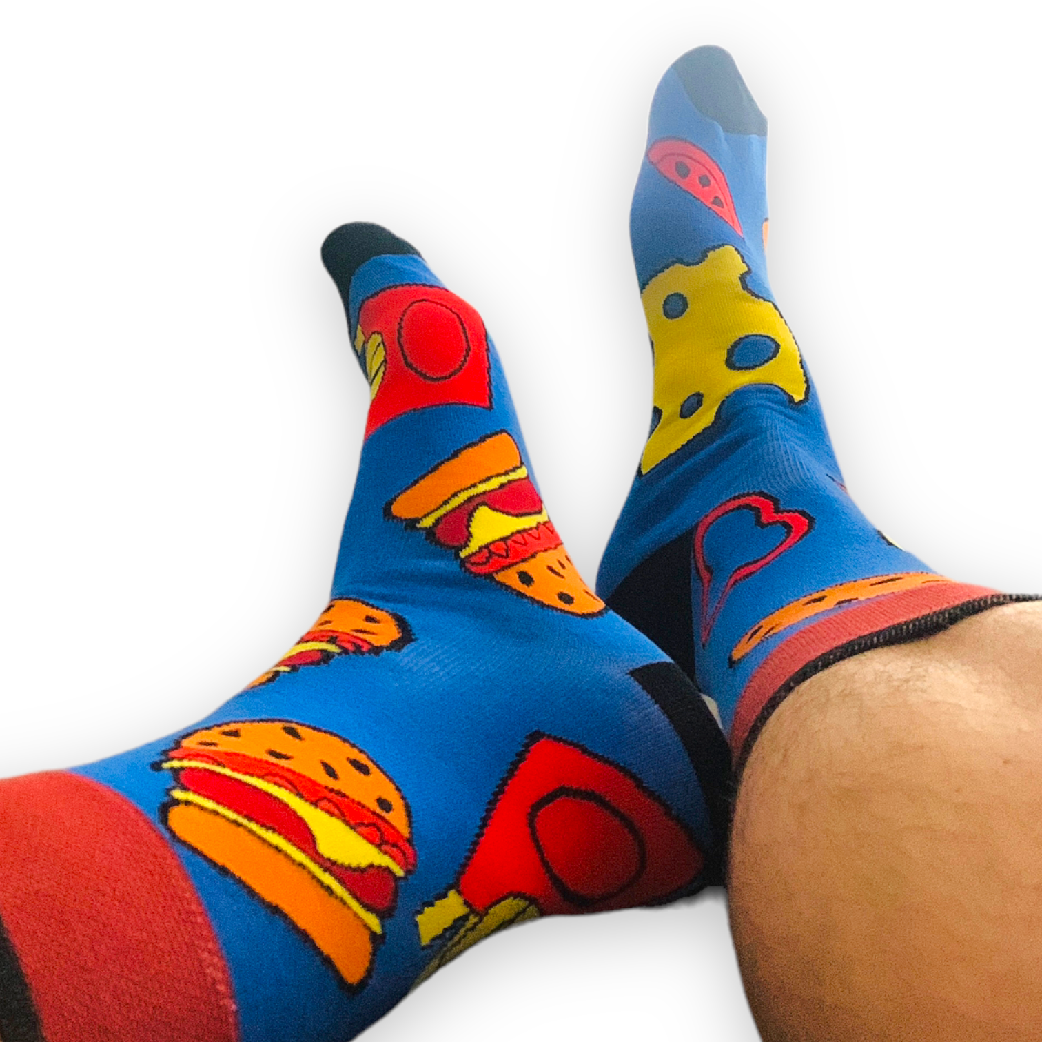 Modré ponožky Hamburger a hranolky EU 39 - 42