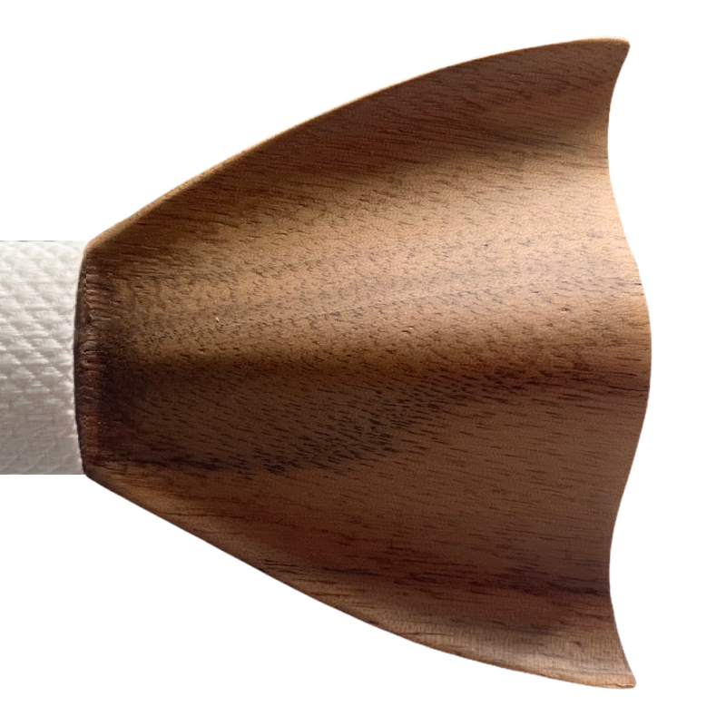 Dřevěný bílý set - motýlek Sharp 3D + manžetové knoflíčky + kapesník