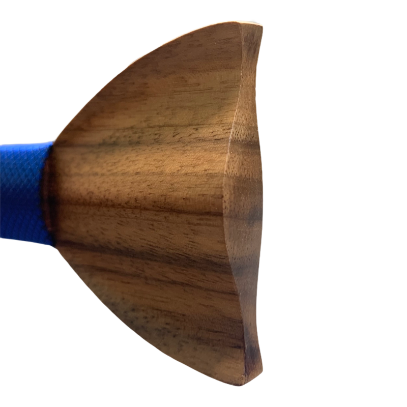 Dřevěný modrý set motýlek Sharp 3D + manžetové knoflíčky + kapesník