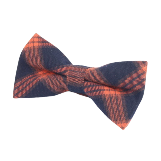 Černo - oranžový kostkovaný motýlek Cotton 