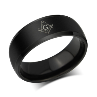 Černý prsten Zednářský symbol vel. 7