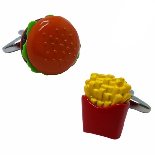 Manžetové knoflíčky Hamburger a hranolky 
