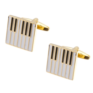 Manžetové knoflíčky Piano klávesy zlaté  