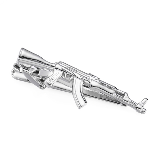 Stříbrná spona na kravatu Samopal AK-47