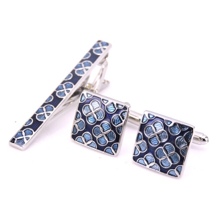 Set - spona na kravatu a manžetové knoflíčky Blue Flower