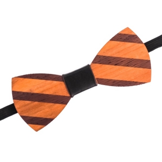 Dřevěný pánský motýlek Stripe leather 