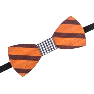 Dřevěný pánský motýlek Stripe check 