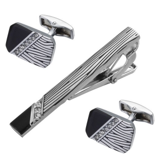 Set - spona na kravatu a manžetové knoflíčky Zebra crystal