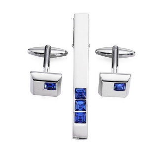 Set - spona na kravatu a manžetové knoflíčky Blue crystal 