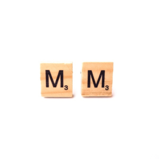 Dřevěné manžetové knoflíčky Scrabble písmeno M