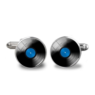 Manžetové knoflíčky modrá Vinylová deska