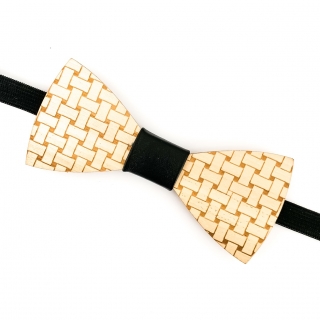 Dřevěný pánský motýlek Fabric leather
