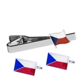 Stříbrný set - spona na kravatu a manžetové knoflíčky Česká republika