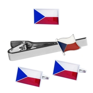 Stříbrný set - brož + spona na kravatu a manžetové knoflíčky Česká republika
