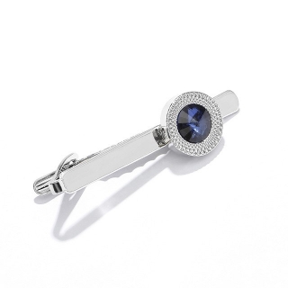 Spona na kravatu Circle blue crystal 