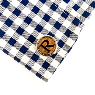 Dřevěné manžetové knoflíčky Wood Iniciál R